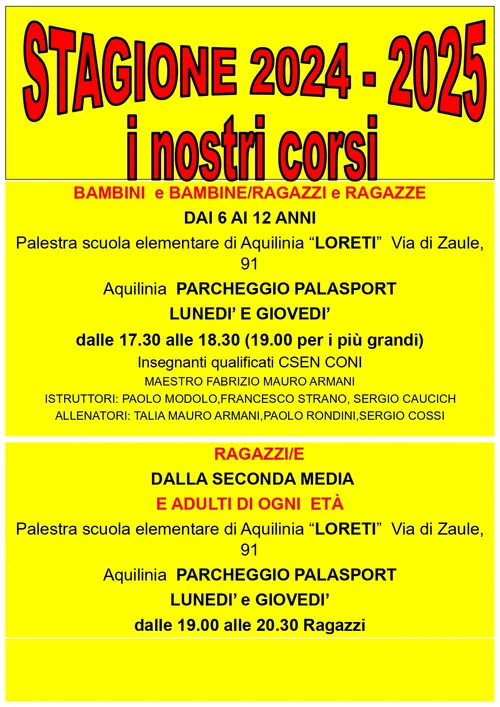 Volantino orari stagione 2024-2025