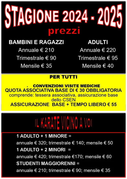 Volantino prezzi stagione 2024-2025